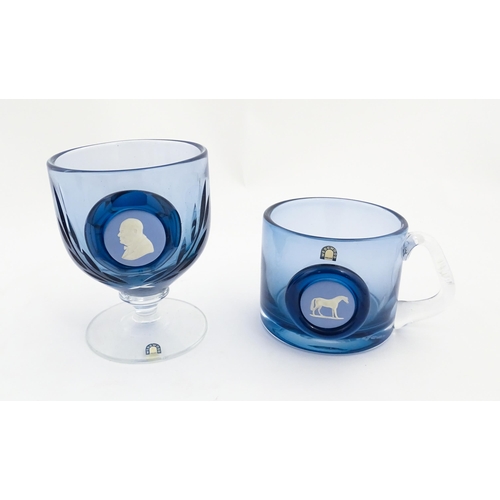 181 - Two items of Wedgwood glassware with Jasperware plaques to include a limited edition goblet commemor... 