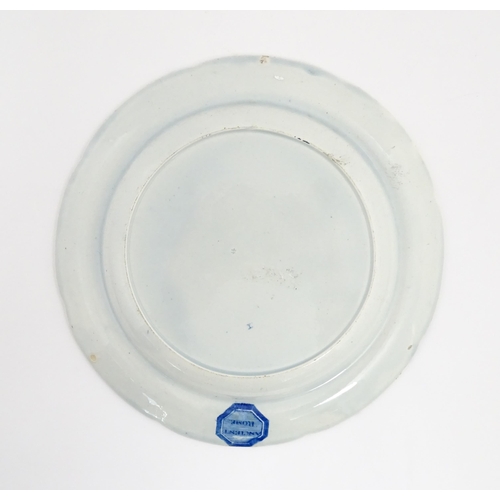 56 - A 19thC Thomas John Covey blue and white plate decorated in the Ancient Rome pattern. Marked under. ... 