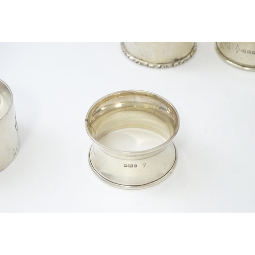 291 - Five assorted Victorian and later silver napkin rings (5)