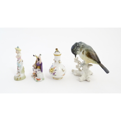 103A - Four assorted items to include a Karl Ens model of a bird, a Continental vase and cover with hand pa... 