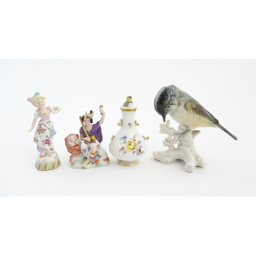 103A - Four assorted items to include a Karl Ens model of a bird, a Continental vase and cover with hand pa... 