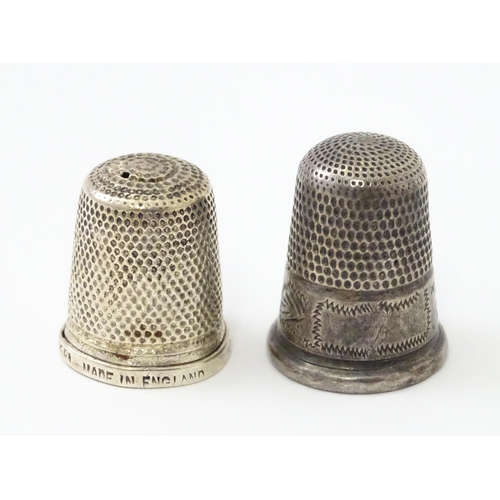 317 - 6 assorted silver thimbles to include examples by Charles Horner, Henry Griffiths & Sons, C C May & ... 