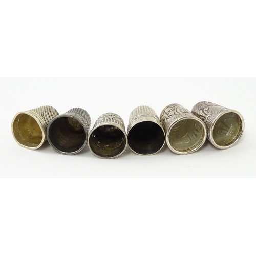 317 - 6 assorted silver thimbles to include examples by Charles Horner, Henry Griffiths & Sons, C C May & ... 