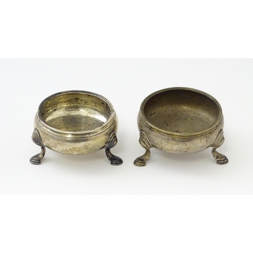 340 - Two Geo II silver salts. One hallmarked London 1748 maker David Hennell. The other hallmarked London... 