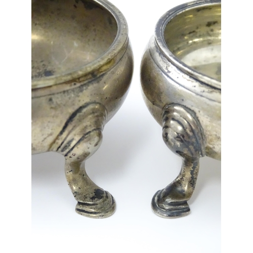 340 - Two Geo II silver salts. One hallmarked London 1748 maker David Hennell. The other hallmarked London... 