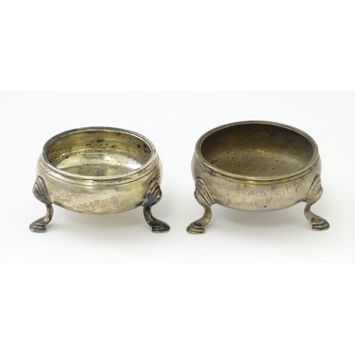 340 - Two Geo II silver salts. One hallmarked London 1748 maker David Hennell. The other hallmarked London... 