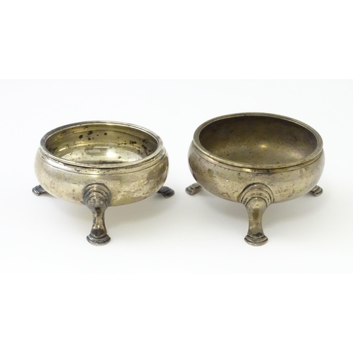 340 - Two Geo II silver salts. One hallmarked London 1748 maker David Hennell. The other hallmarked London... 