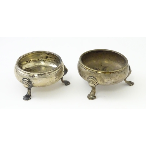 340 - Two Geo II silver salts. One hallmarked London 1748 maker David Hennell. The other hallmarked London... 