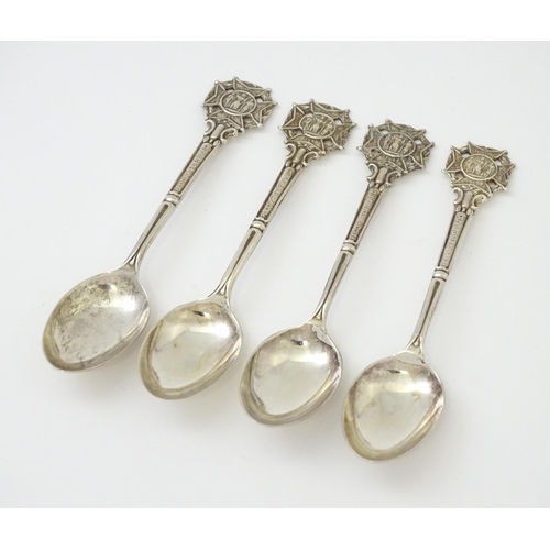 344 - Four teaspoons with insignia to handles for The society of Miniature Rifle Clubs and bearing motto '... 