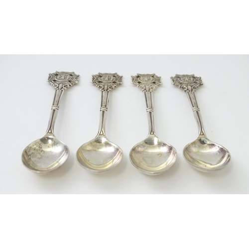 344 - Four teaspoons with insignia to handles for The society of Miniature Rifle Clubs and bearing motto '... 