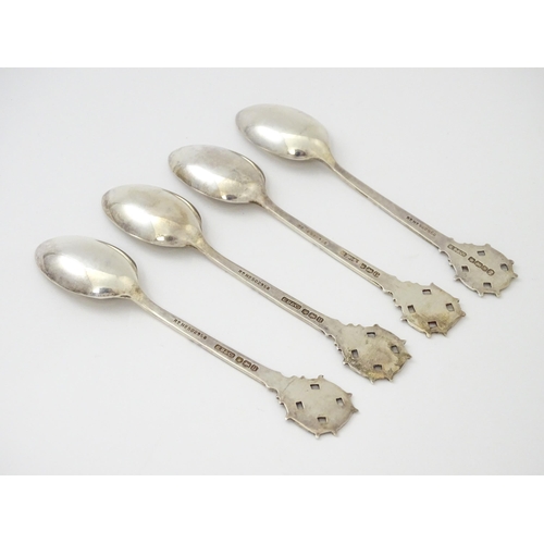 344 - Four teaspoons with insignia to handles for The society of Miniature Rifle Clubs and bearing motto '... 