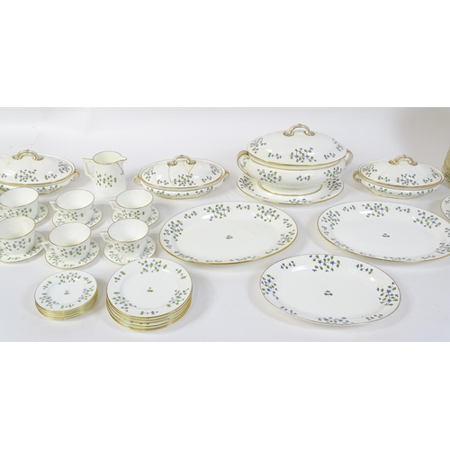 147 - A large quantity of Minton dinner wares in the Cornflower pattern to include, plates, soup dishes, s... 