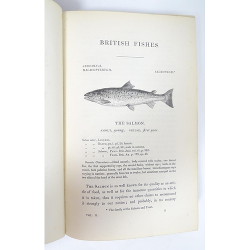 919 - Books: A History of British Fishes, Volumes 1 & 2, by William Yarrell, with woodcut illustrations. P... 