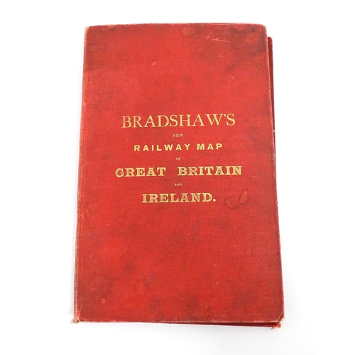 979 - Map: A c1861 map of Great Britain and Ireland, titled 'Bradshaw's New Railway Map of Great Britain a... 