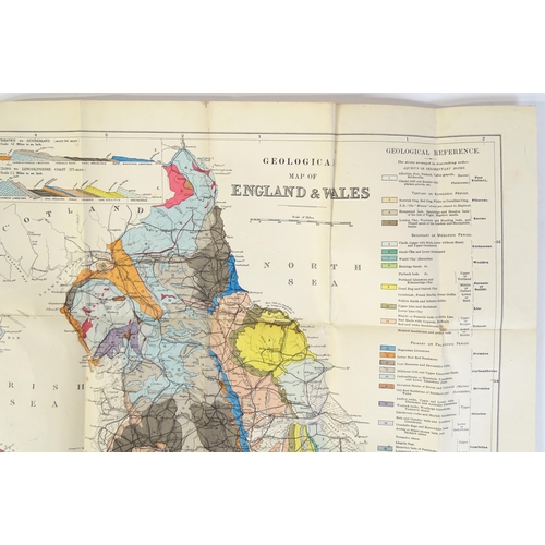 980 - Map: A c1890 map of England and Wales, entitled 'Bacon's New Geological Map of England & Wales', sec... 