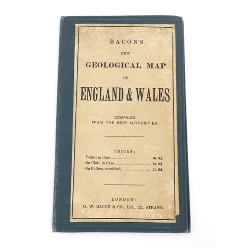 980 - Map: A c1890 map of England and Wales, entitled 'Bacon's New Geological Map of England & Wales', sec... 