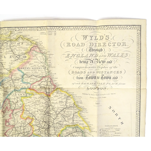 981 - Map: An 1851 lithographic map of England and Wales, laid on linen, sectionalised and folding with co... 