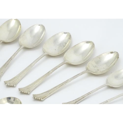 442 - A quantity of Victorian silver Albany pattern cutlery / flatware comprising tablespoons, dessert spo... 