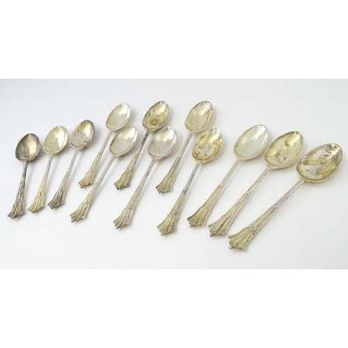 444 - A set of twelve silver Albany pattern teaspoons, hallmarked London 1961, maker C J Vander Ltd. - App... 