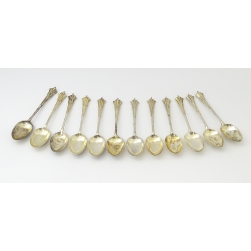 444 - A set of twelve silver Albany pattern teaspoons, hallmarked London 1961, maker C J Vander Ltd. - App... 