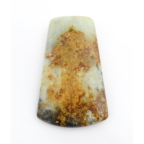 1018 - A Chinese polished jade axehead. Approx. 5