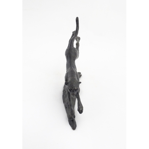 1048 - A 20thC limited edition bronze Flying Cheetah sculpture by Jonathan Sanders. Facsimile signature, an... 