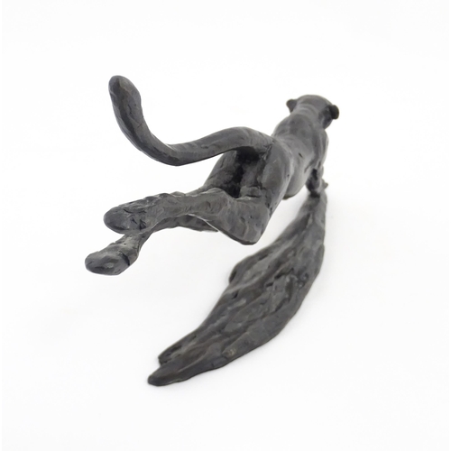 1048 - A 20thC limited edition bronze Flying Cheetah sculpture by Jonathan Sanders. Facsimile signature, an... 