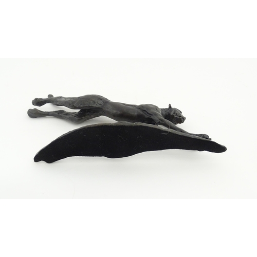 1048 - A 20thC limited edition bronze Flying Cheetah sculpture by Jonathan Sanders. Facsimile signature, an... 