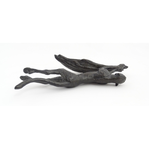 1048 - A 20thC limited edition bronze Flying Cheetah sculpture by Jonathan Sanders. Facsimile signature, an... 