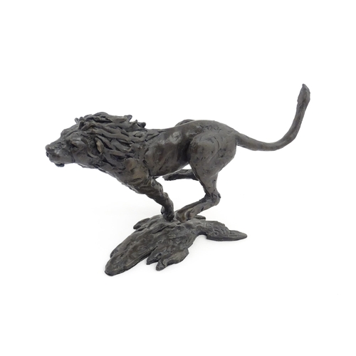 1049 - A 20thC limited edition bronze Flying Cheetah sculpture by Jonathan Sanders. Facsimile signature, an... 