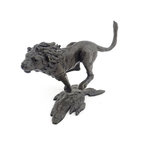 1049 - A 20thC limited edition bronze Flying Cheetah sculpture by Jonathan Sanders. Facsimile signature, an... 