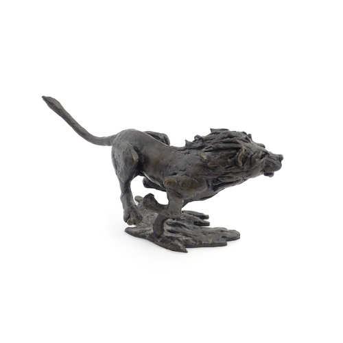 1049 - A 20thC limited edition bronze Flying Cheetah sculpture by Jonathan Sanders. Facsimile signature, an... 