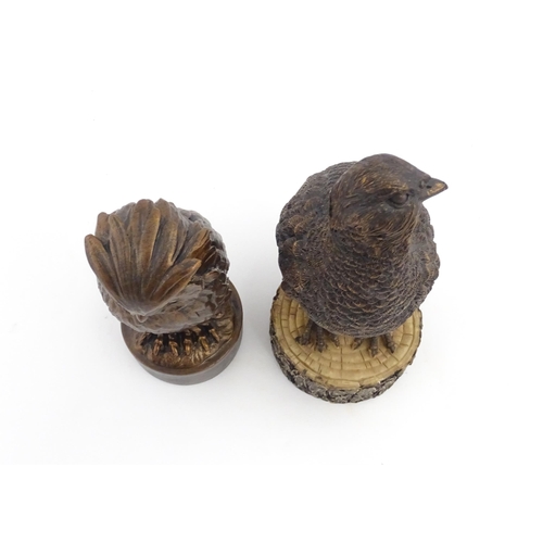 1056 - A 20thC resin model of an owl after Giambologna. Together with a 20thC model of a grouse. Largest ap... 