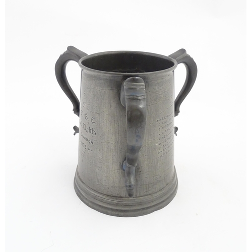 1068 - Rowing Interest : An early 20thC pewter trophy tyg for 1st Trinity Boat Club Trial Eights 1st Divisi... 