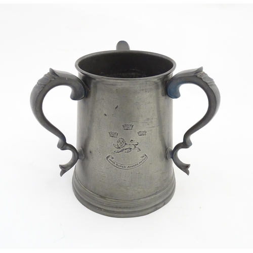 1068 - Rowing Interest : An early 20thC pewter trophy tyg for 1st Trinity Boat Club Trial Eights 1st Divisi... 