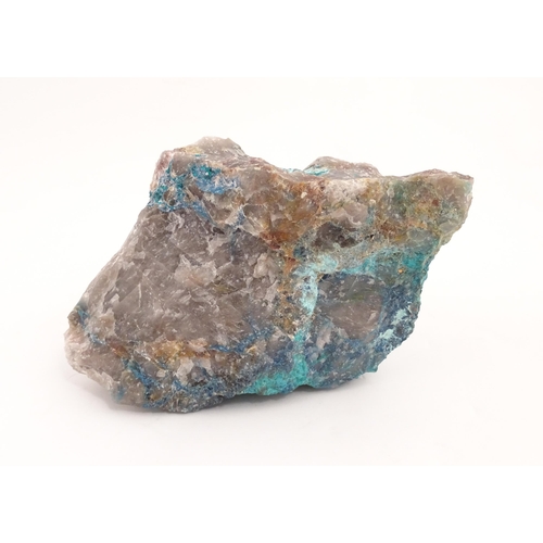 1082 - Natural History / Geology Interest: A hardstone specimen geode. Possibly Chrysocolla / Malachite / C... 