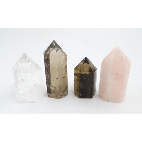 1085 - Natural History / Geology Interest: Four carved quartz hardstone obelisks. Largest approx. 4 1/2