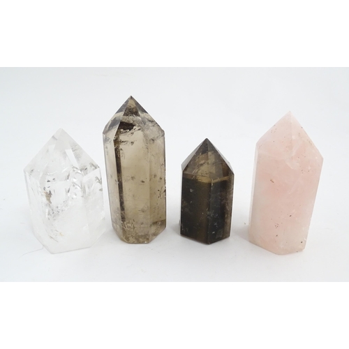 1085 - Natural History / Geology Interest: Four carved quartz hardstone obelisks. Largest approx. 4 1/2