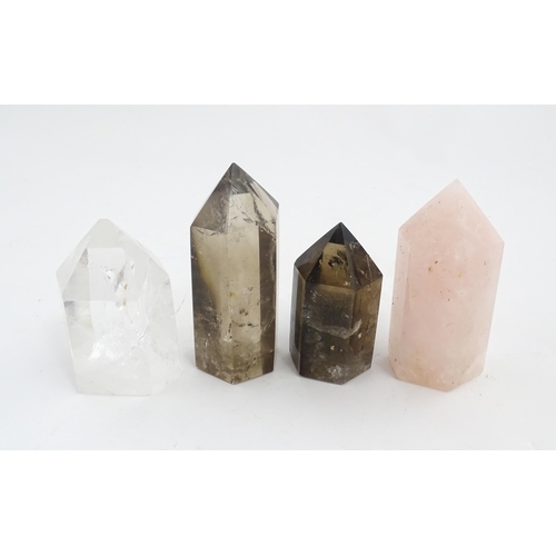 1085 - Natural History / Geology Interest: Four carved quartz hardstone obelisks. Largest approx. 4 1/2