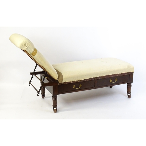 1705 - A Victorian 'Carters Literary Machine' day bed with an adjustable backrest above two short drawers w... 