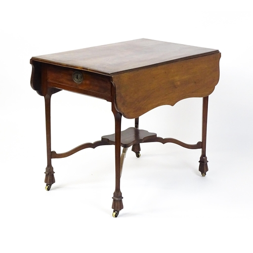 1739 - A late 18thC Chippendale style mahogany Pembroke table, the butterfly table top having two shaped dr... 