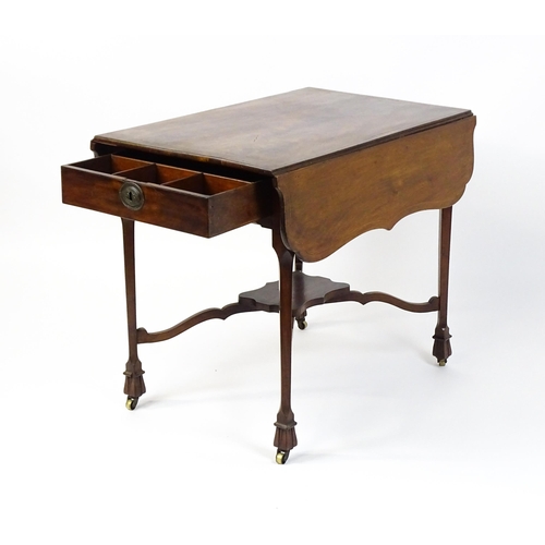 1739 - A late 18thC Chippendale style mahogany Pembroke table, the butterfly table top having two shaped dr... 