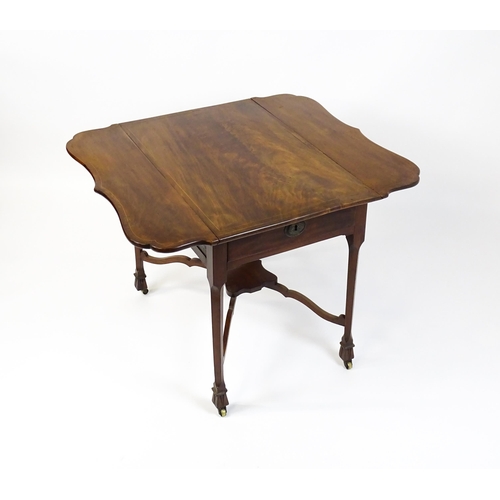 1739 - A late 18thC Chippendale style mahogany Pembroke table, the butterfly table top having two shaped dr... 