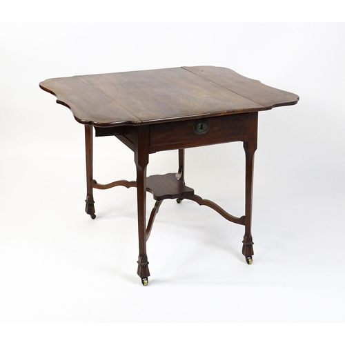 1739 - A late 18thC Chippendale style mahogany Pembroke table, the butterfly table top having two shaped dr... 