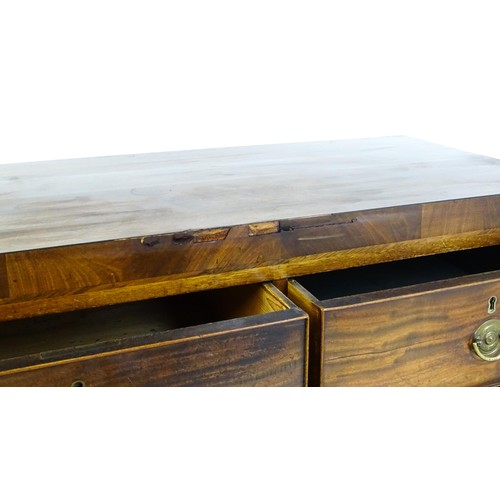 1648 - An early 19thC mahogany chest of drawers with a rectangular top above two short over two long drawer... 