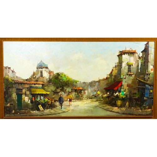 1885 - Harry Koolen (1904-1985), Dutch School, Oil on canvas, A Continental street scene with figures. Sign... 