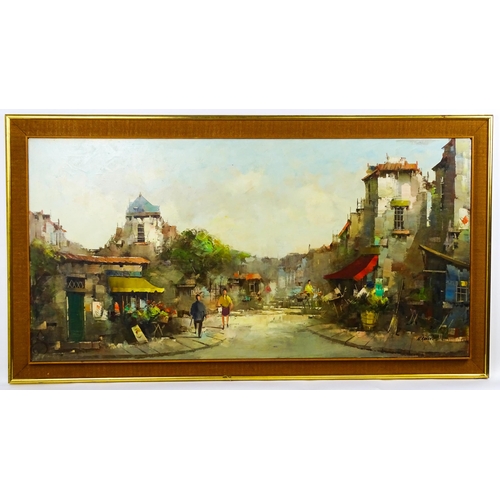 1885 - Harry Koolen (1904-1985), Dutch School, Oil on canvas, A Continental street scene with figures. Sign... 