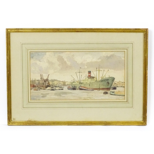 1926 - Eric John Archer (1920-1985), Watercolour, The River Medway at Rochester, with ships and boats. Sign... 