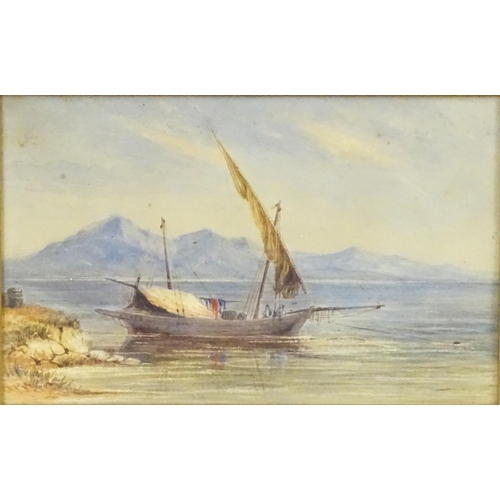 1933 - 19th century, Italian School, Watercolour, An coastal scene with a fishing boat and fishermen, with ... 