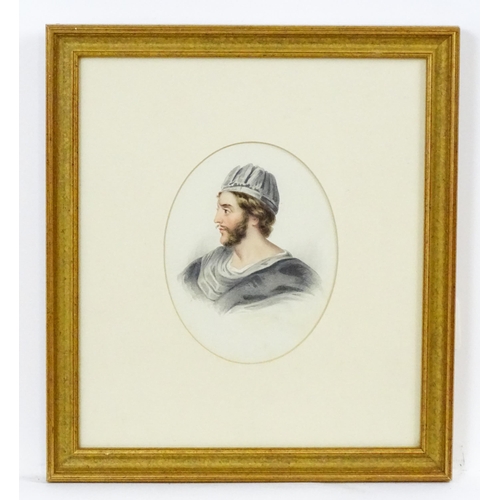 1935 - Early 20th century, Watercolour and pencil, A portrait of a young man with a beard and moustache wea... 